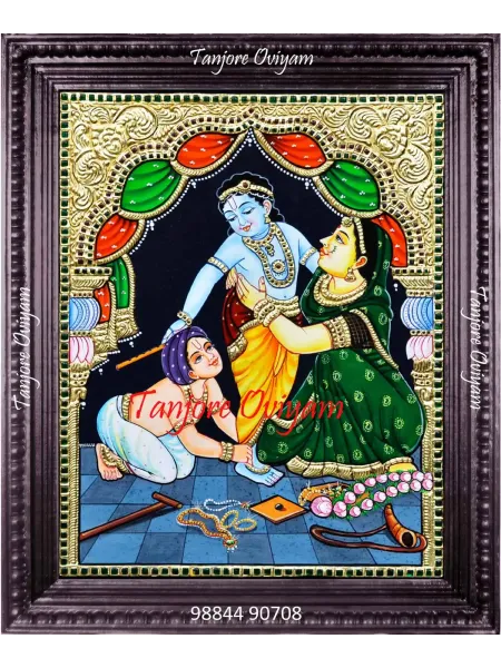 Traditional Krisha Yashodha Tanjore Painting